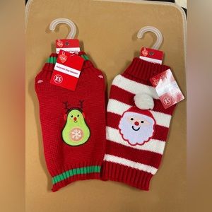 Dog outfit Holiday Christmas Dog sweater Christmas avocado & Santa bundle